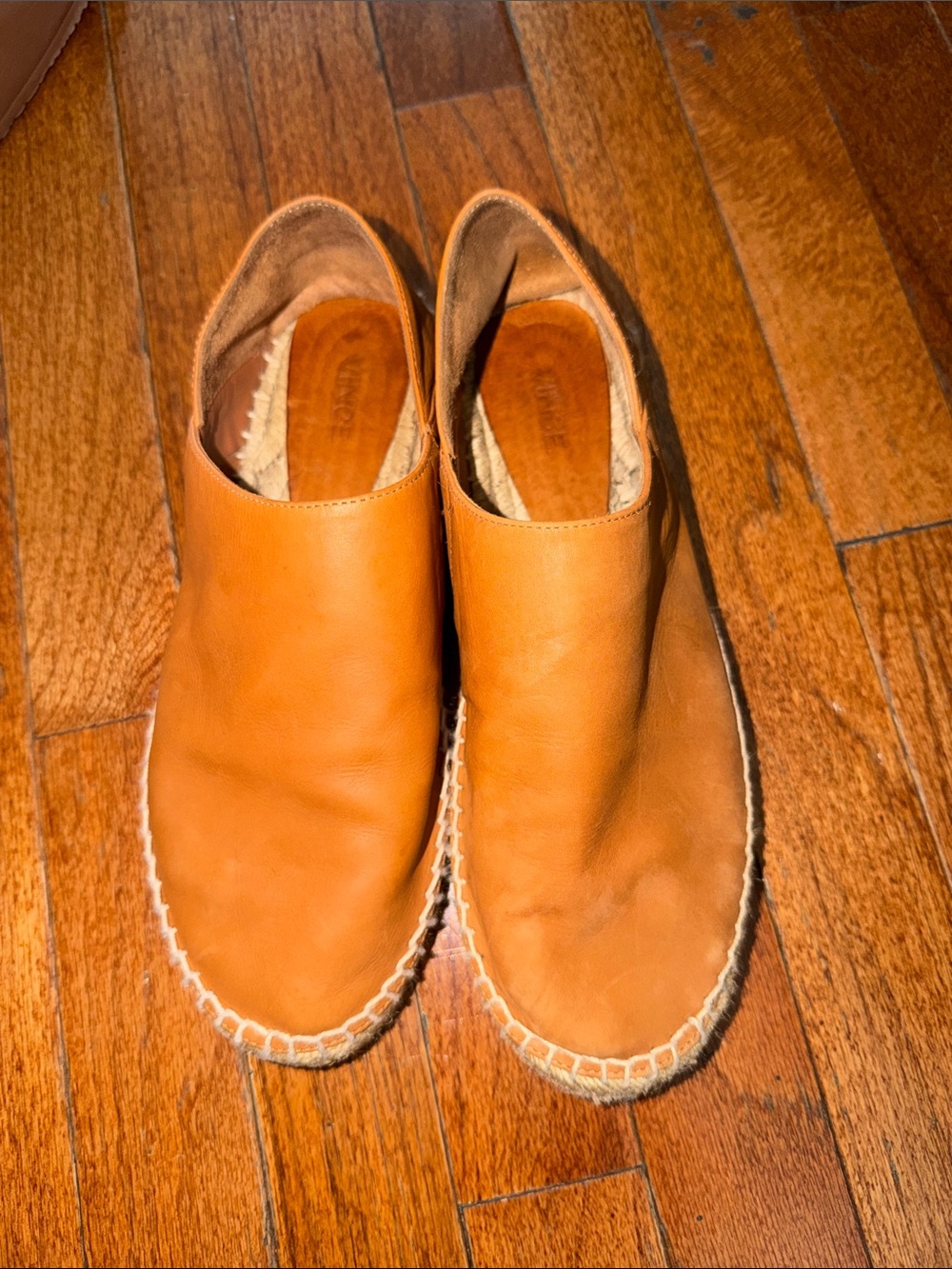 Vince Orange Leather Espadrille Loafers